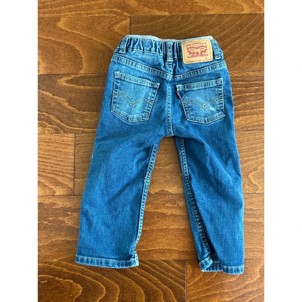 Levis 18M Toddler Boys Pull On Jeans Medium Wash Distressed Denim Pants 7319-M3M